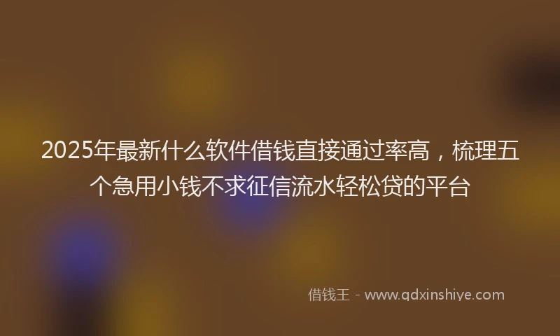 2025年最新什么软件借钱直接通过率高，梳理五个急用小钱不求征信流水轻松贷的平台