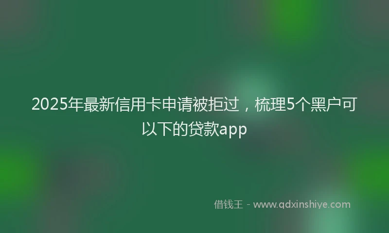 2025年最新信用卡申请被拒过，梳理5个黑户可以下的贷款app