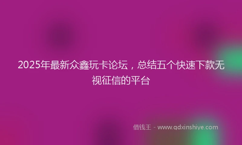 2025年最新众鑫玩卡论坛，总结五个快速下款无视征信的平台