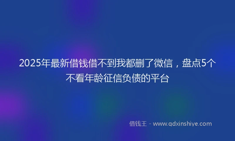 2025年最新借钱借不到我都删了微信，盘点5个不看年龄征信负债的平台