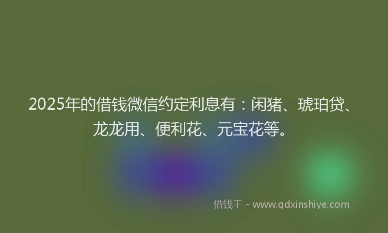 2025年的借钱微信约定利息有：闲猪、琥珀贷、龙龙用、便利花、元宝花等。