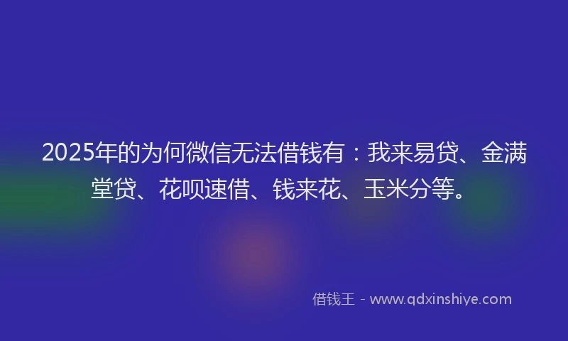 2025年的为何微信无法借钱有：我来易贷、金满堂贷、花呗速借、钱来花、玉米分等。
