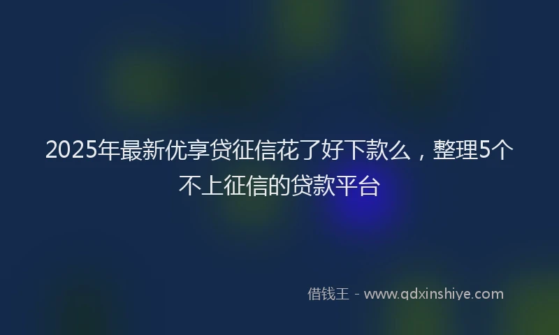 2025年最新优享贷征信花了好下款么，整理5个不上征信的贷款平台