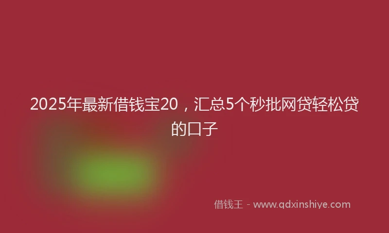 2025年最新借钱宝20，汇总5个秒批网贷轻松贷的口子