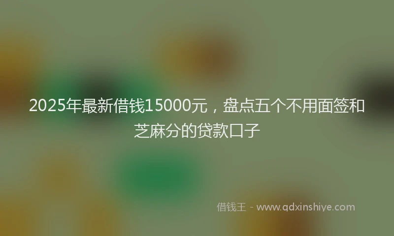 2025年最新借钱15000元，盘点五个不用面签和芝麻分的贷款口子