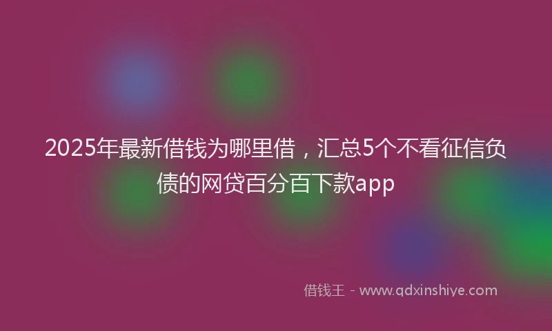 2025年最新借钱为哪里借，汇总5个不看征信负债的网贷百分百下款app