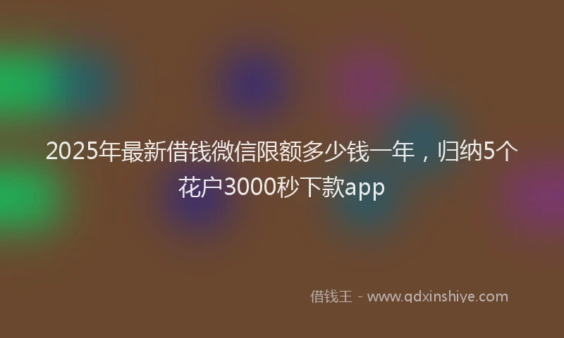 2025年最新借钱微信限额多少钱一年，归纳5个花户3000秒下款app