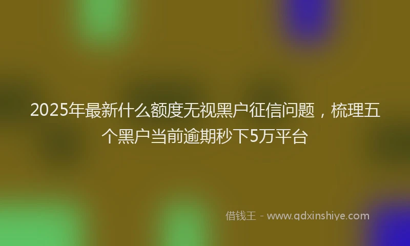 2025年最新什么额度无视黑户征信问题，梳理五个黑户当前逾期秒下5万平台