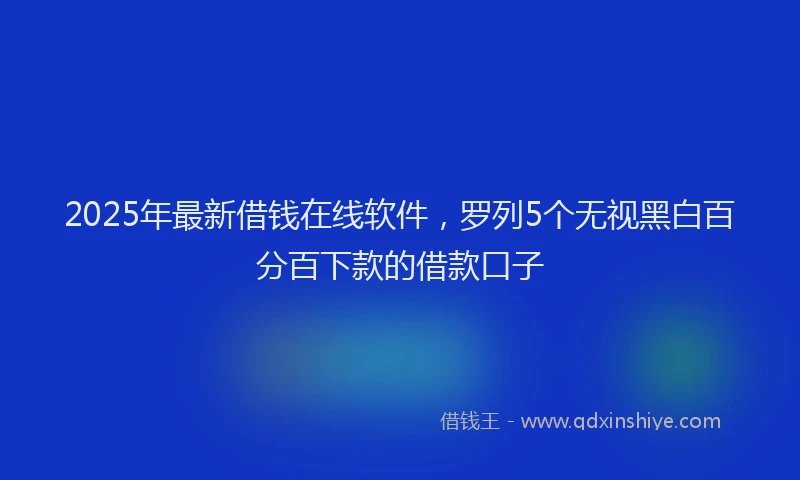 2025年最新借钱在线软件，罗列5个无视黑白百分百下款的借款口子