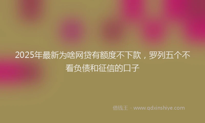 2025年最新为啥网贷有额度不下款，罗列五个不看负债和征信的口子