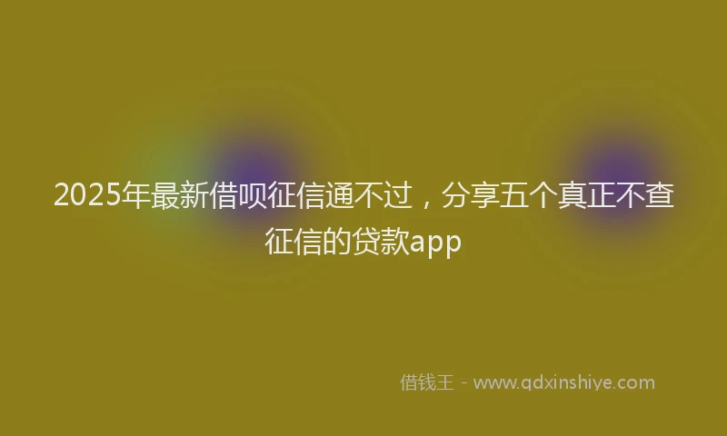 2025年最新借呗征信通不过，分享五个真正不查征信的贷款app