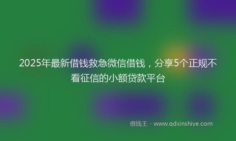 2025年最新借钱救急微信借钱，分享5个正规不看征信的小额贷款平台