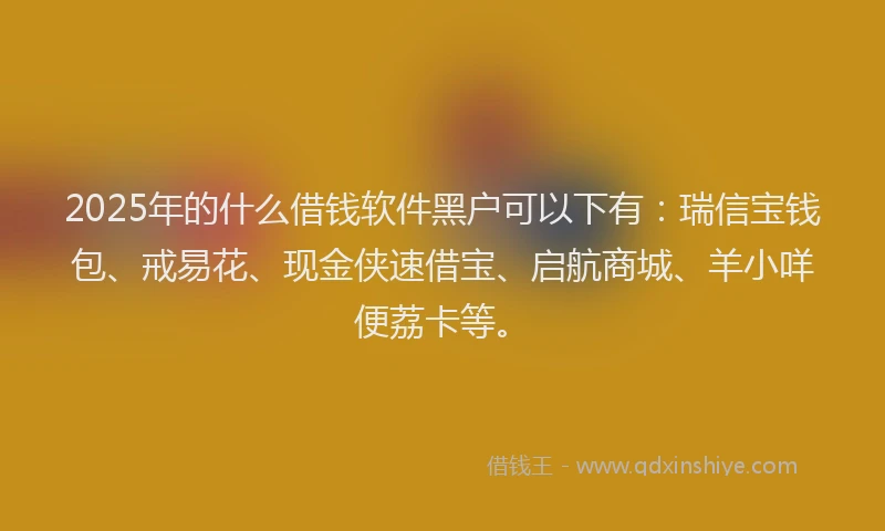 2025年的什么借钱软件黑户可以下有：瑞信宝钱包、戒易花、现金侠速借宝、启航商城、羊小咩便荔卡等。