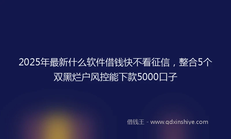 2025年最新什么软件借钱快不看征信，整合5个双黑烂户风控能下款5000口子