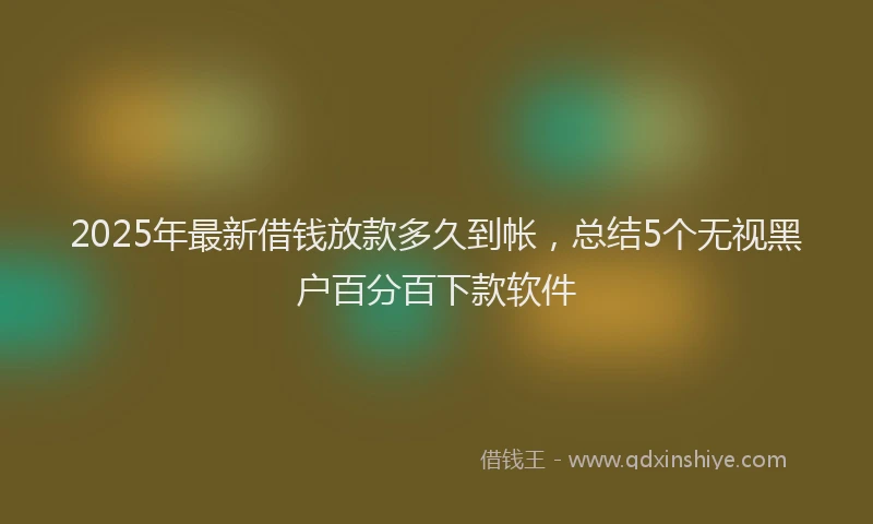2025年最新借钱放款多久到帐，总结5个无视黑户百分百下款软件