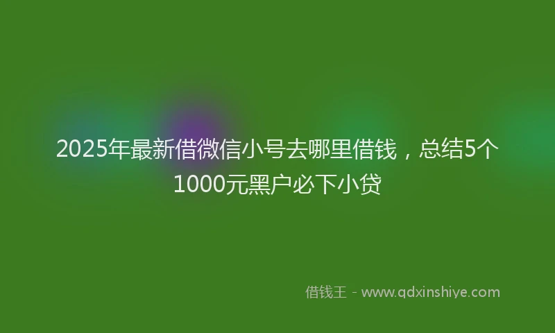 2025年最新借微信小号去哪里借钱，总结5个1000元黑户必下小贷