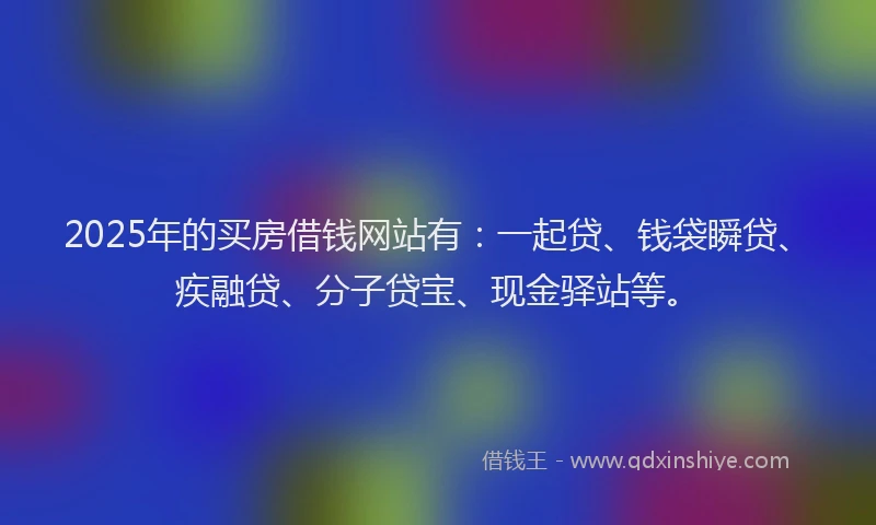 2025年的买房借钱网站有：一起贷、钱袋瞬贷、疾融贷、分子贷宝、现金驿站等。