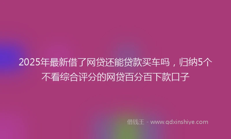 2025年最新借了网贷还能贷款买车吗，归纳5个不看综合评分的网贷百分百下款口子