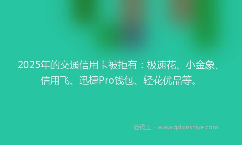 2025年的交通信用卡被拒有：极速花、小金象、信用飞、迅捷Pro钱包、轻花优品等。