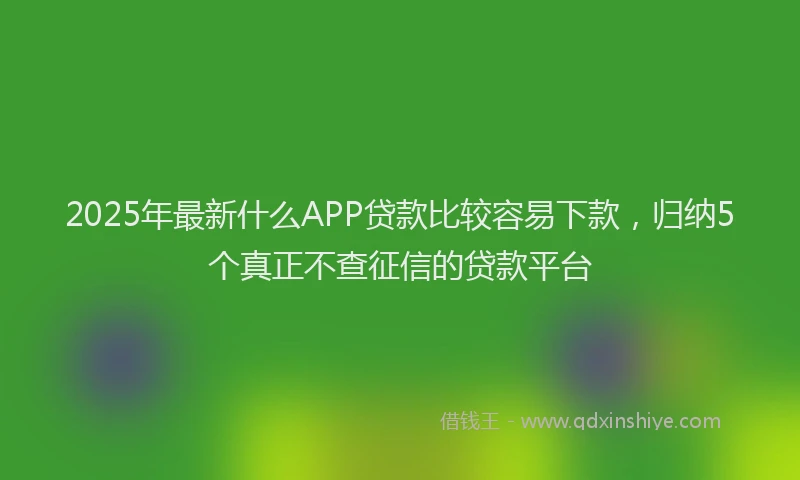 2025年最新什么APP贷款比较容易下款，归纳5个真正不查征信的贷款平台