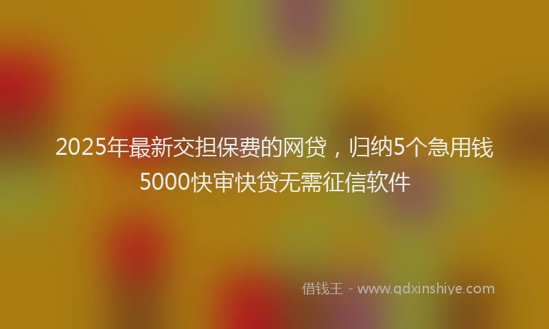 2025年最新交担保费的网贷，归纳5个急用钱5000快审快贷无需征信软件