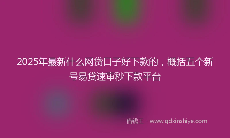 2025年最新什么网贷口子好下款的，概括五个新号易贷速审秒下款平台