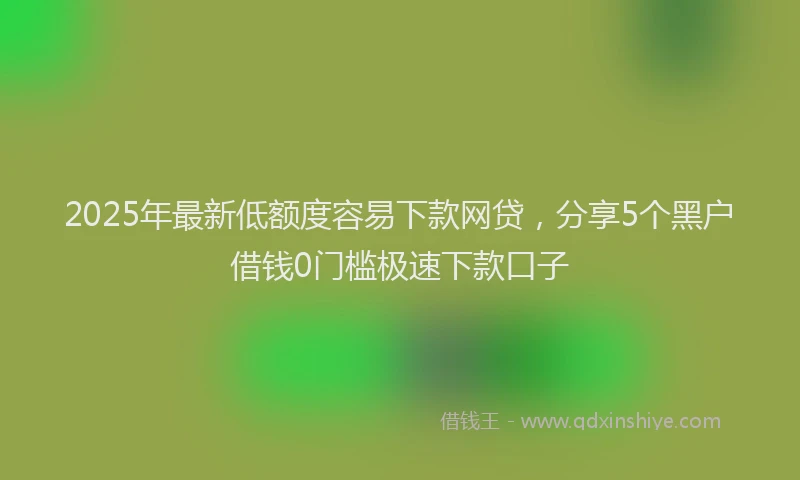 2025年最新低额度容易下款网贷，分享5个黑户借钱0门槛极速下款口子