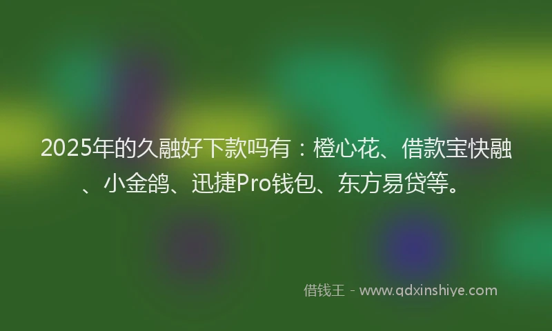 2025年的久融好下款吗有：橙心花、借款宝快融、小金鸽、迅捷Pro钱包、东方易贷等。