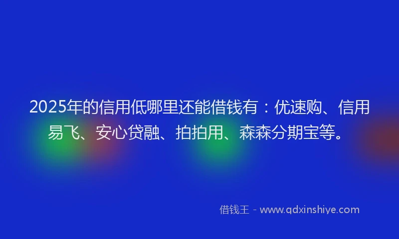 2025年的信用低哪里还能借钱有：优速购、信用易飞、安心贷融、拍拍用、森森分期宝等。