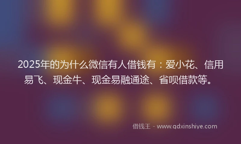 2025年的为什么微信有人借钱有：爱小花、信用易飞、现金牛、现金易融通途、省呗借款等。