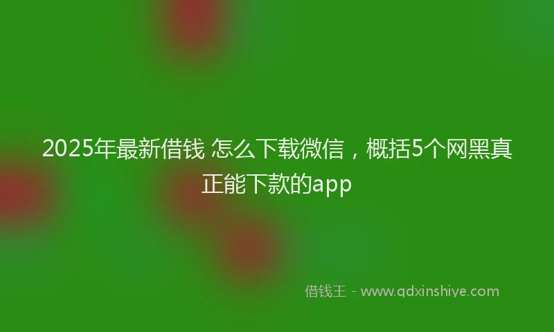 2025年最新借钱 怎么下载微信，概括5个网黑真正能下款的app
