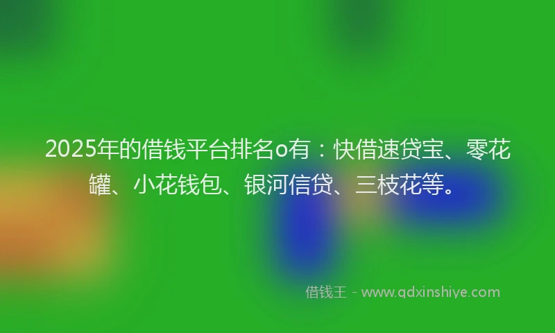 2025年的借钱平台排名o有：快借速贷宝、零花罐、小花钱包、银河信贷、三枝花等。