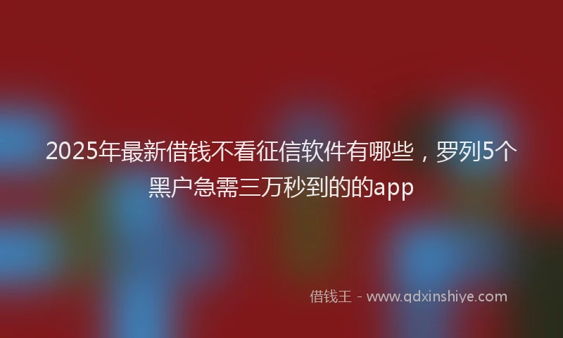 2025年最新借钱不看征信软件有哪些，罗列5个黑户急需三万秒到的的app