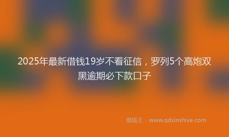 2025年最新借钱19岁不看征信，罗列5个高炮双黑逾期必下款口子