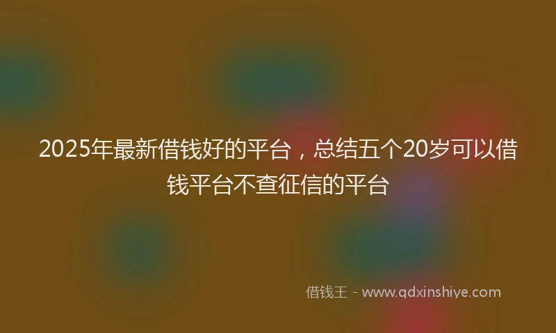 2025年最新借钱好的平台，总结五个20岁可以借钱平台不查征信的平台