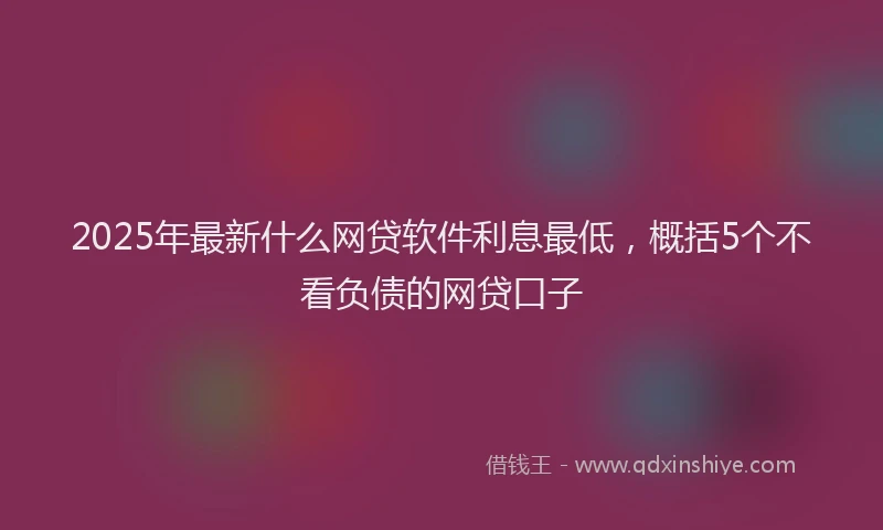 2025年最新什么网贷软件利息最低，概括5个不看负债的网贷口子