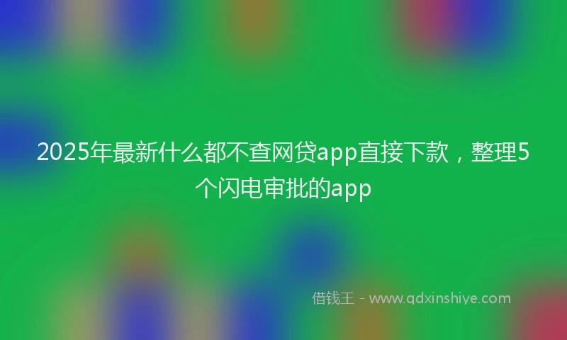 2025年最新什么都不查网贷app直接下款，整理5个闪电审批的app