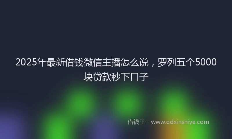 2025年最新借钱微信主播怎么说，罗列五个5000块贷款秒下口子