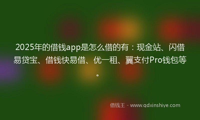 2025年的借钱app是怎么借的有：现金站、闪借易贷宝、借钱快易借、优一租、翼支付Pro钱包等。