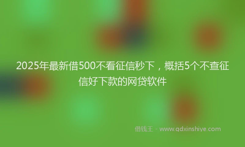 2025年最新借500不看征信秒下，概括5个不查征信好下款的网贷软件