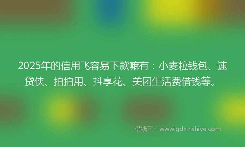 2025年的信用飞容易下款嘛有：小麦粒钱包、速贷侠、拍拍用、抖享花、美团生活费借钱等。