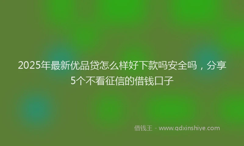 2025年最新优品贷怎么样好下款吗安全吗，分享5个不看征信的借钱口子