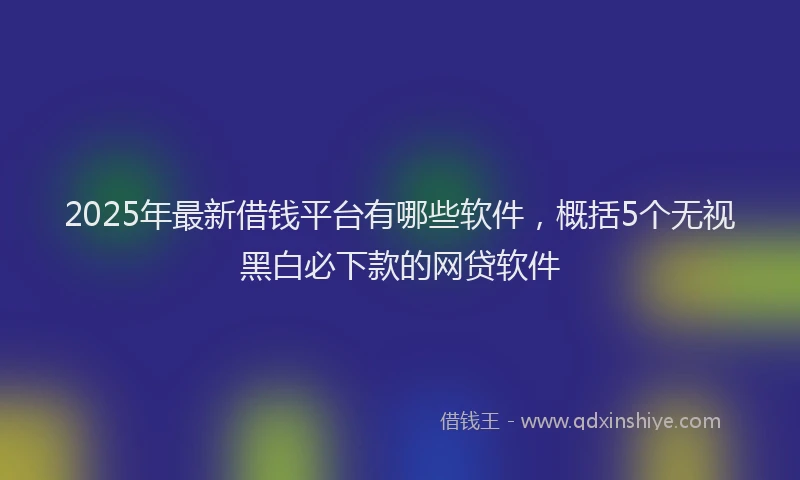 2025年最新借钱平台有哪些软件，概括5个无视黑白必下款的网贷软件