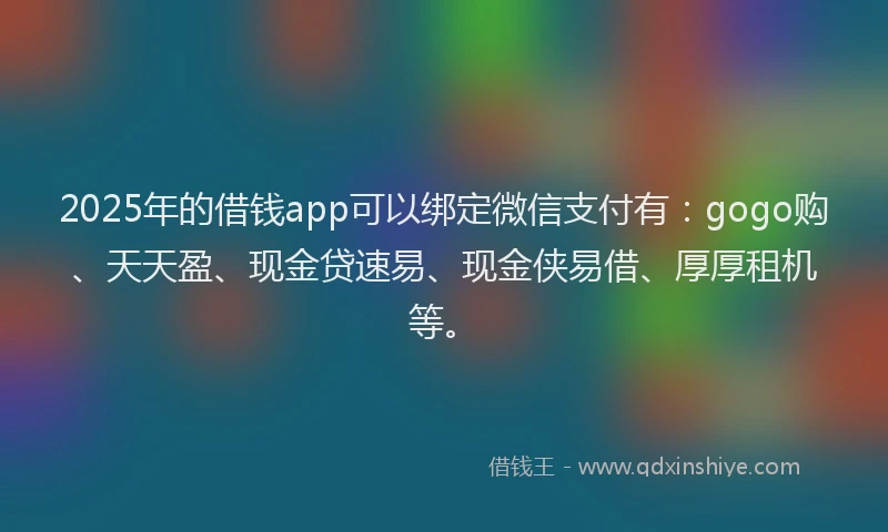 2025年的借钱app可以绑定微信支付有：gogo购、天天盈、现金贷速易、现金侠易借、厚厚租机等。