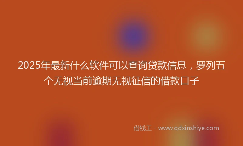 2025年最新什么软件可以查询贷款信息，罗列五个无视当前逾期无视征信的借款口子