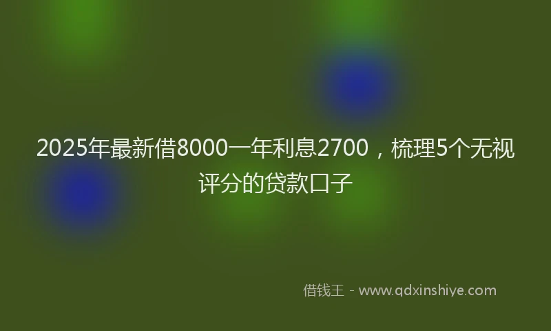 2025年最新借8000一年利息2700，梳理5个无视评分的贷款口子