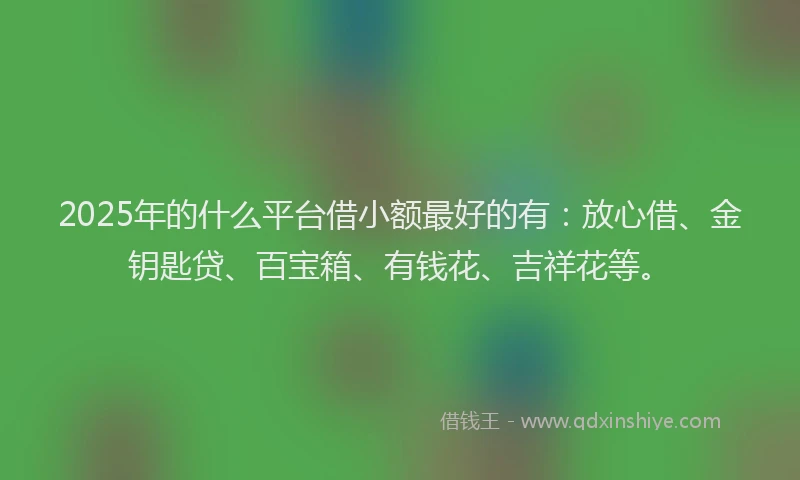 2025年的什么平台借小额最好的有：放心借、金钥匙贷、百宝箱、有钱花、吉祥花等。
