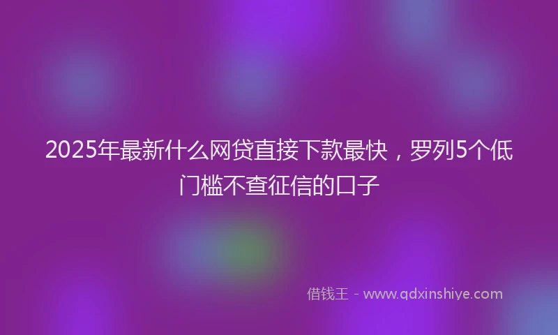 2025年最新什么网贷直接下款最快，罗列5个低门槛不查征信的口子