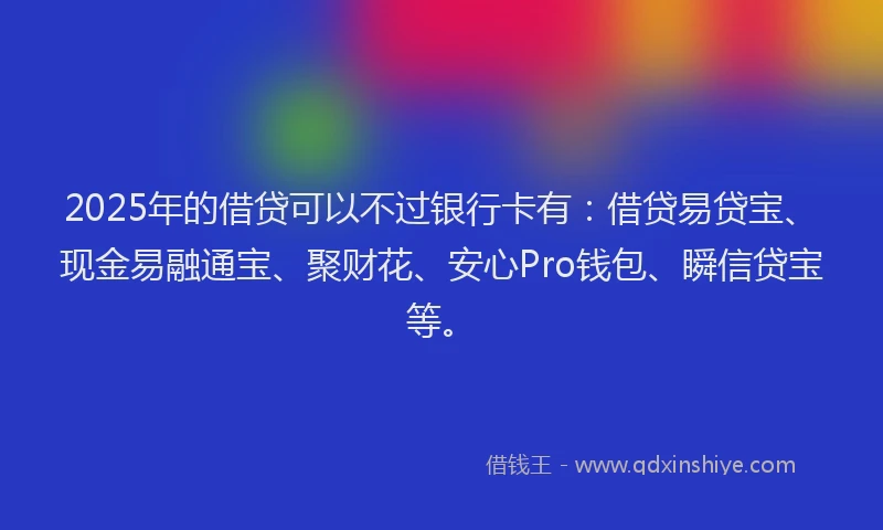 2025年的借贷可以不过银行卡有：借贷易贷宝、现金易融通宝、聚财花、安心Pro钱包、瞬信贷宝等。
