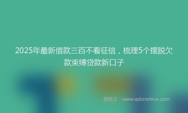 2025年最新借款三百不看征信，梳理5个摆脱欠款束缚贷款新口子